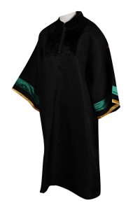 DA113 設計半胸拉鏈畢業袍 畢業袍生產商  院士袍